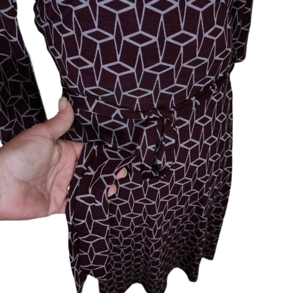 41 Hawthorn Renesme Geo Cube Jersey Faux Wrap Purple Gray XS Workwear Casual - Picture 3 of 8